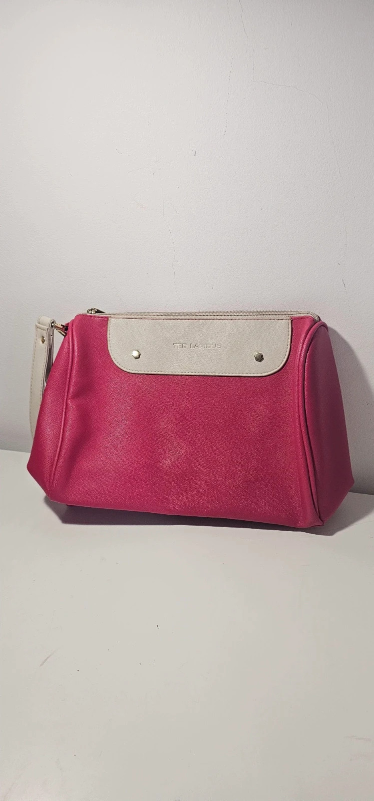 Sac à main Ted Lapidus rose fuchsia et blanc très bon état