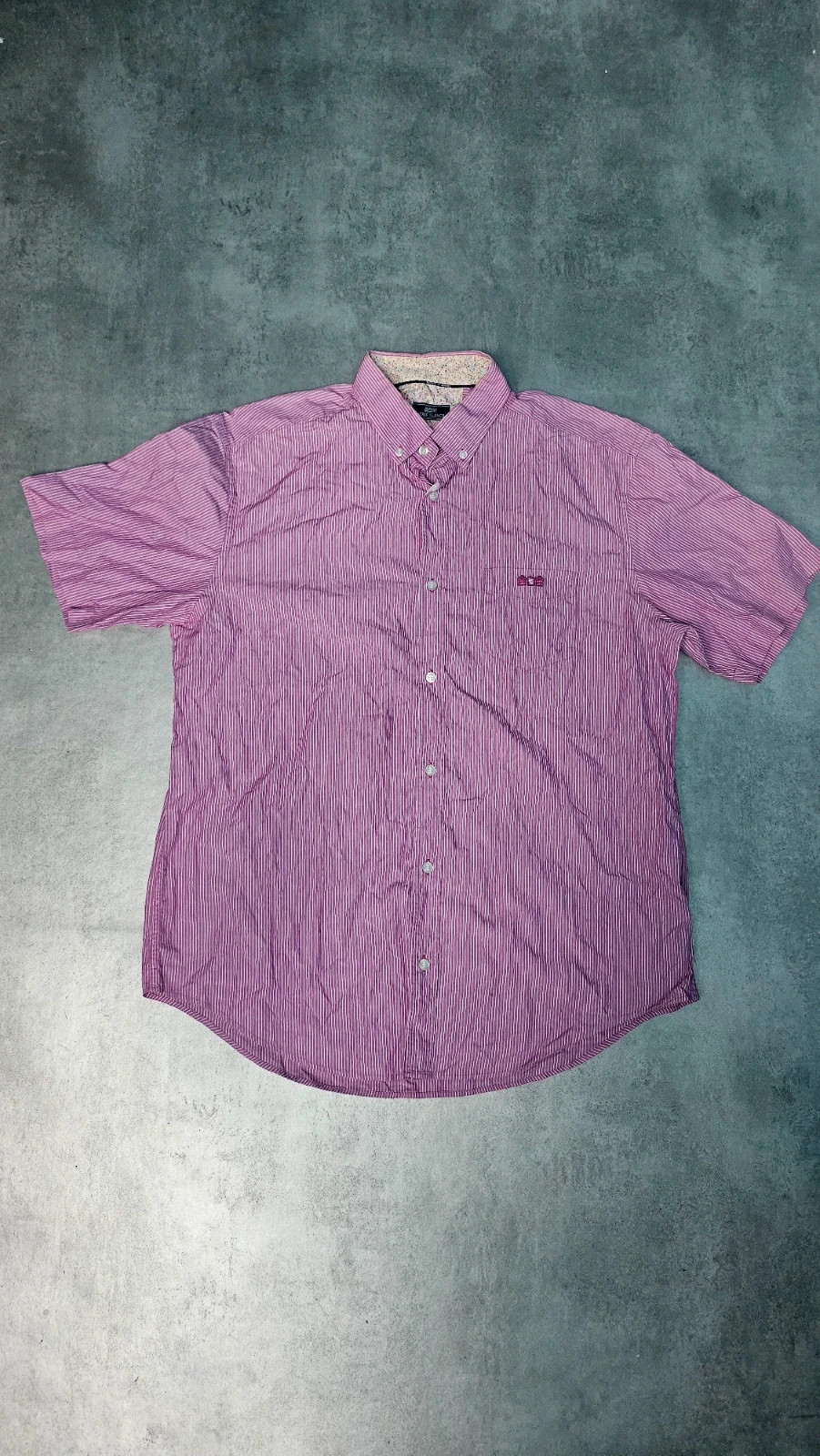 Chemise manches courtes à rayures rose et blanc Sergo blanco~XL