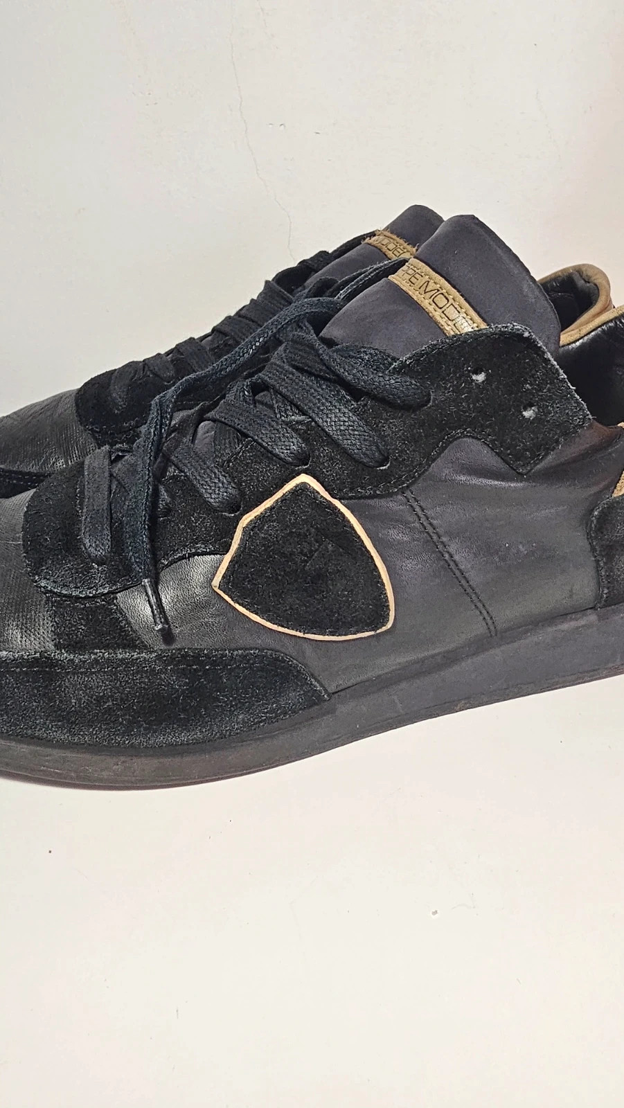 Sneackers/ Baskets Philippe Model Homme Noir Et beige/doré ~41 – Philippe Model – taille 41 5