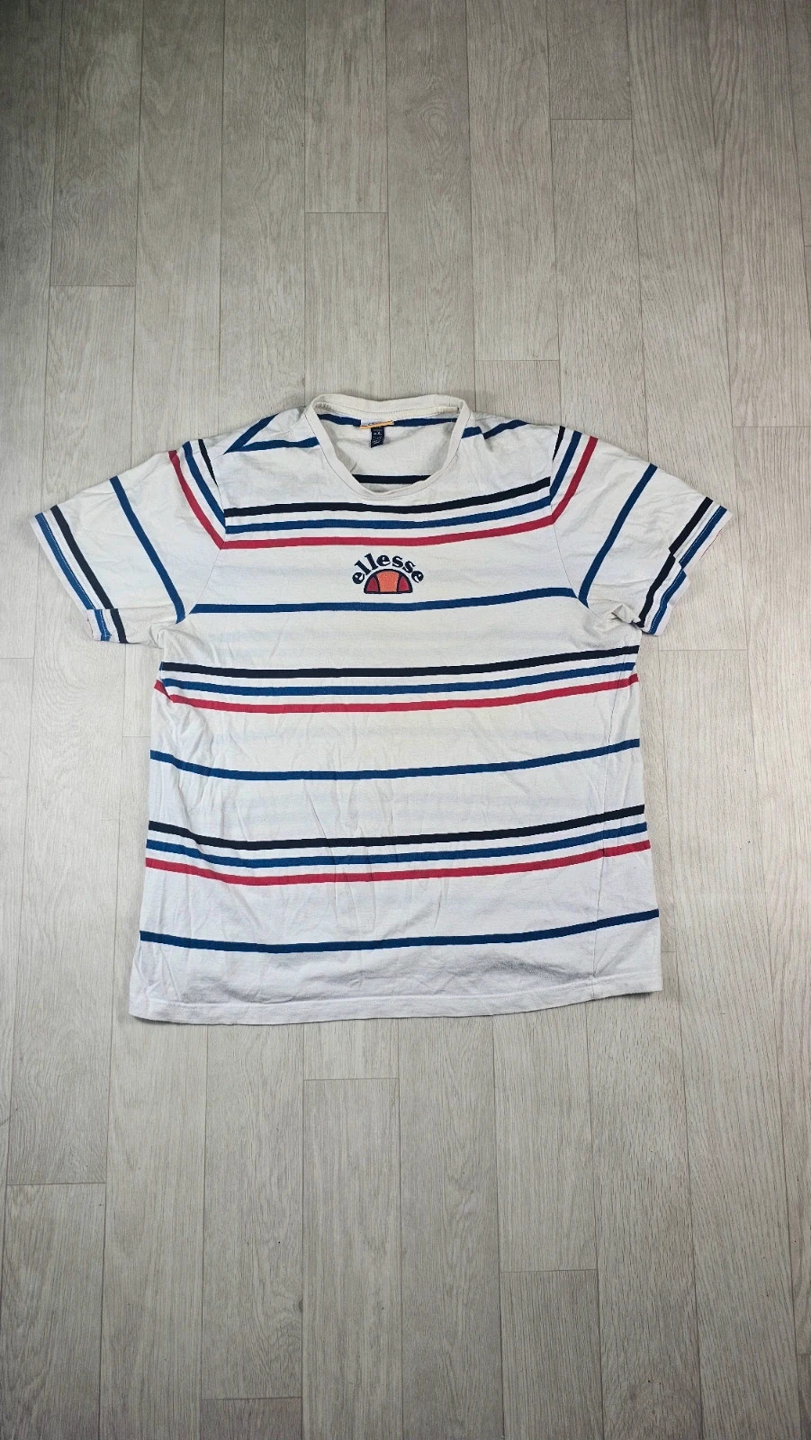 T-shirt Ellesse blanc rayures vintage homme XL