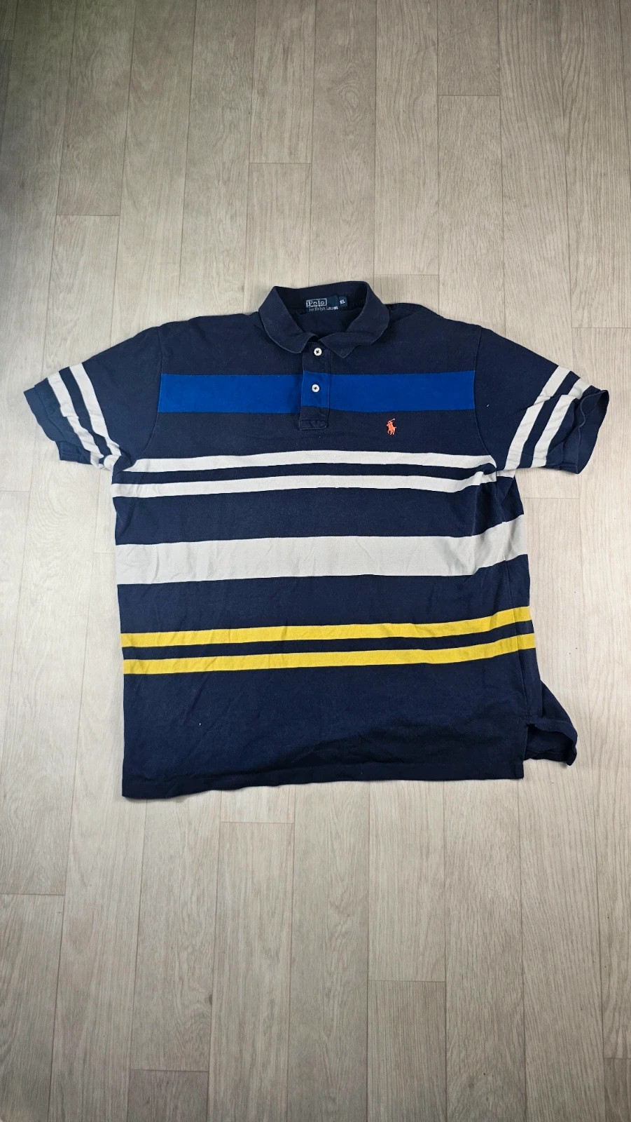 Polo Ralph Lauren rayures bleu homme XL défauts