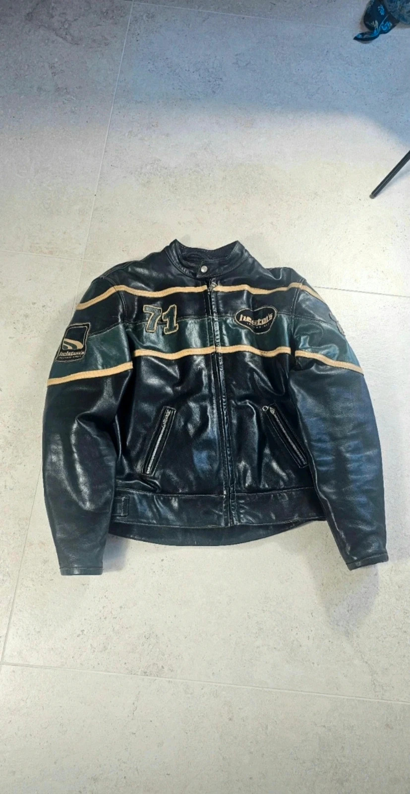 Blouson Moto Helstons Cuir Noir Homme~M