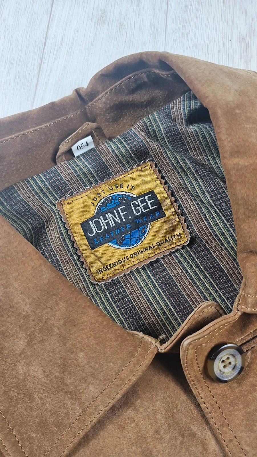 Veste cuir marron vintage John Gee – coupe droite – taille M – John F. Gee – taille M / 38 / 10 3