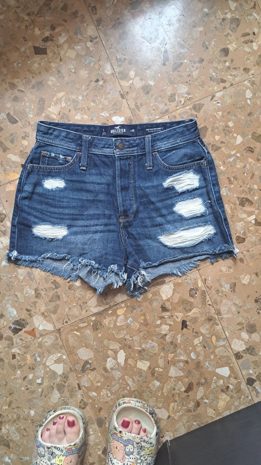 Pantalones cortos vaqueros rotos azul 2