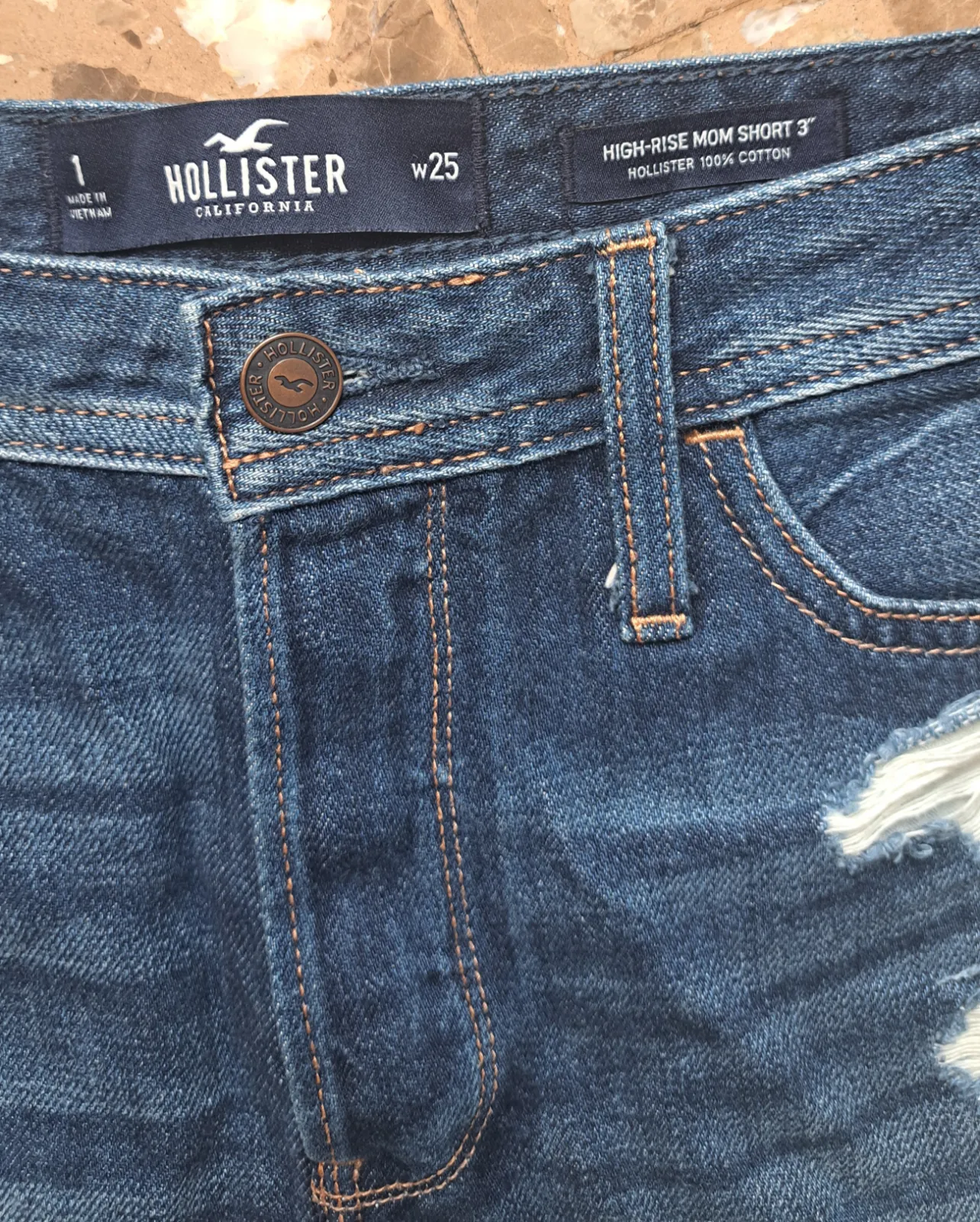 Pantalones cortos vaqueros rotos azul 3