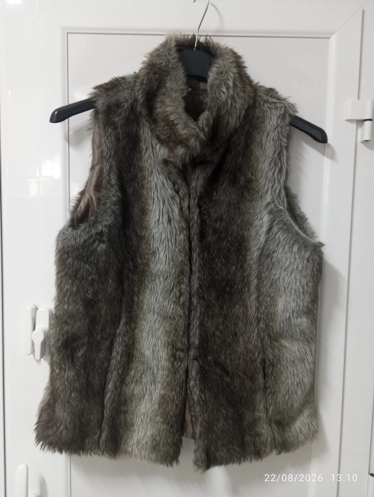 Chaleco de pelo sintético gris/marrón - Talla L (50 cm sisa)