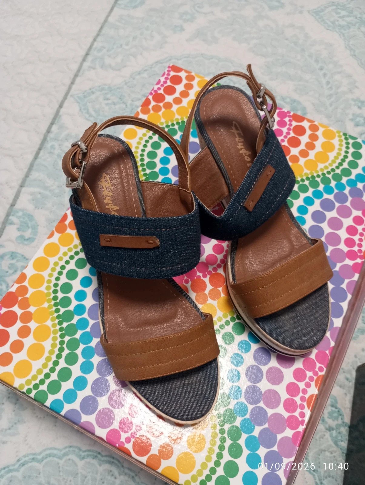 Sandalias de cuña Denim & Cuero (Solo 1 uso!) – flupoz – taille 37 2