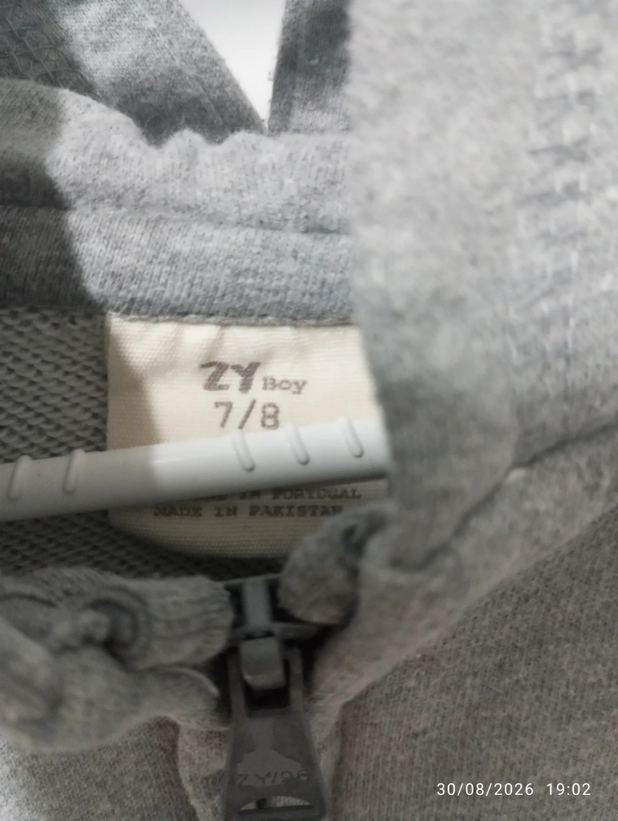Sudadera gris con capucha y cremallera - ZY Boys (Talla 7-8 años) – Zippy – taille 7 ans / 122 cm 3