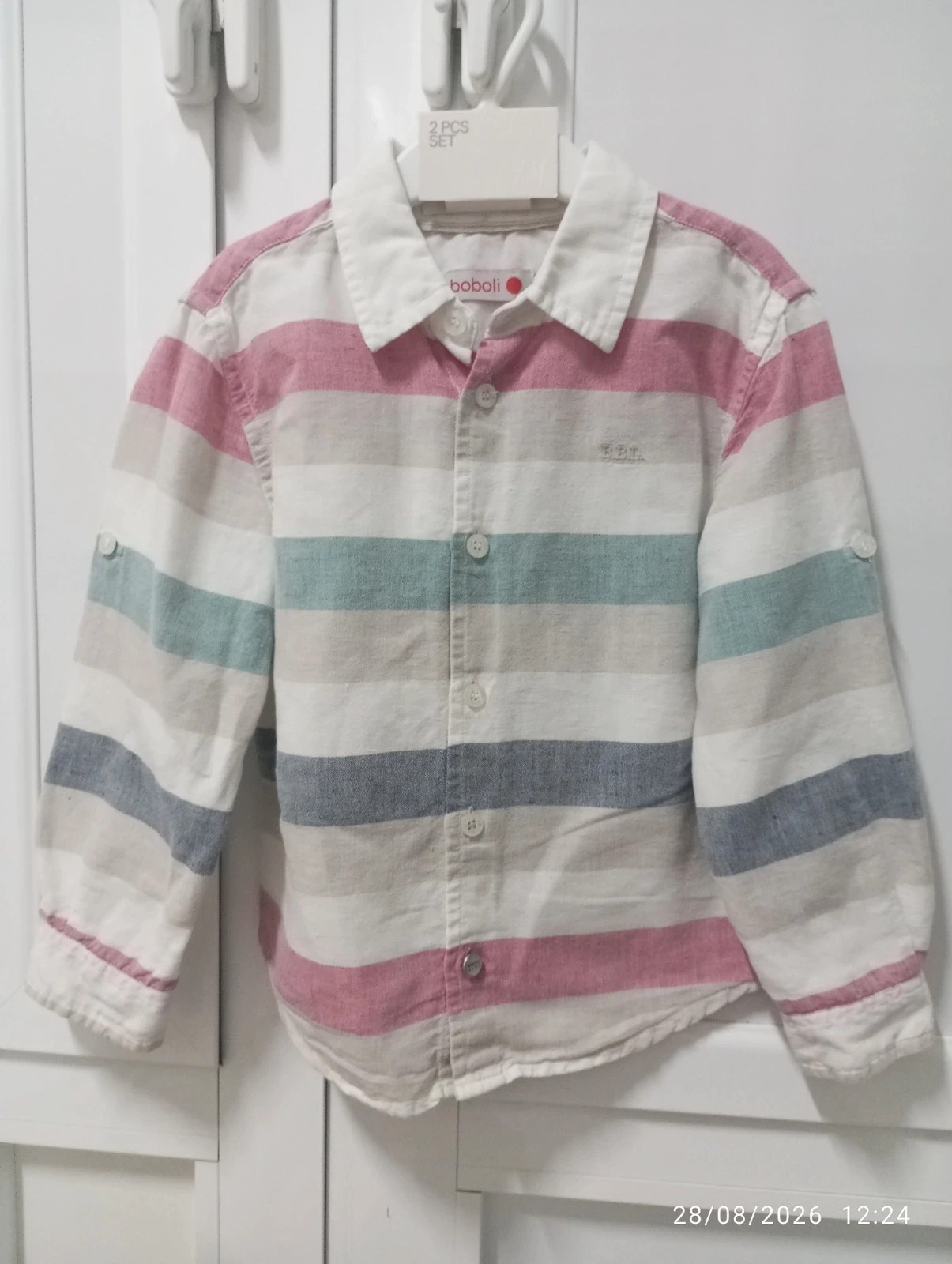 Camisa lino rayas Boboli niño T.5