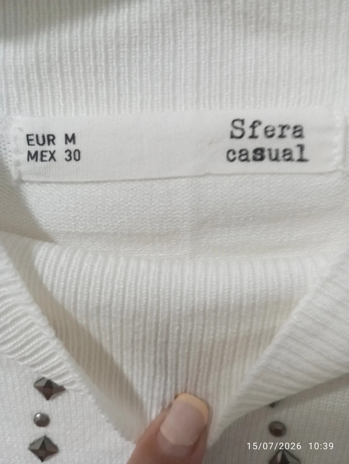 Jersey blanco Sfera con tachas/strass (Talla M) – Sfera – taille M / 38 / 10 3