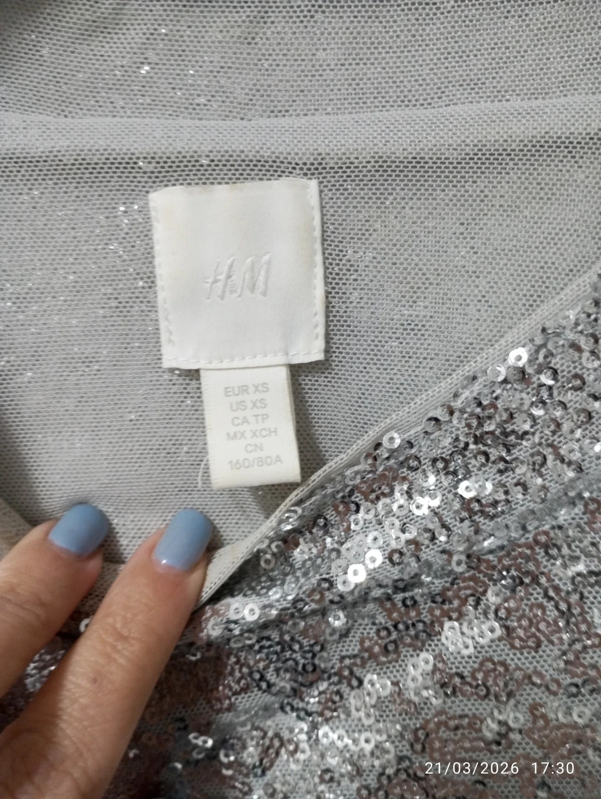 Blusa brillante H&M Silver - Talla XS – H&M – taille XS / 34 / 6 2