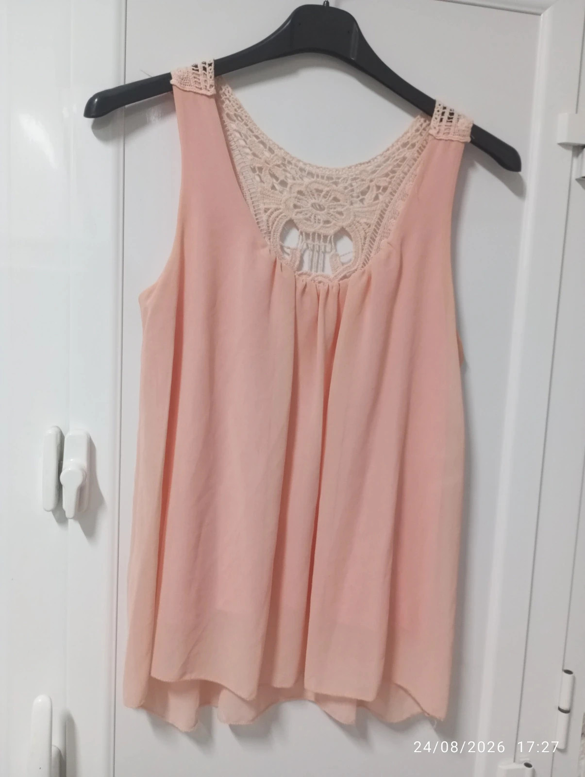 Blusa fluida rosa palo con espalda de encaje crochet - Talla L – Italy Moda – taille L / 40 / 12 2