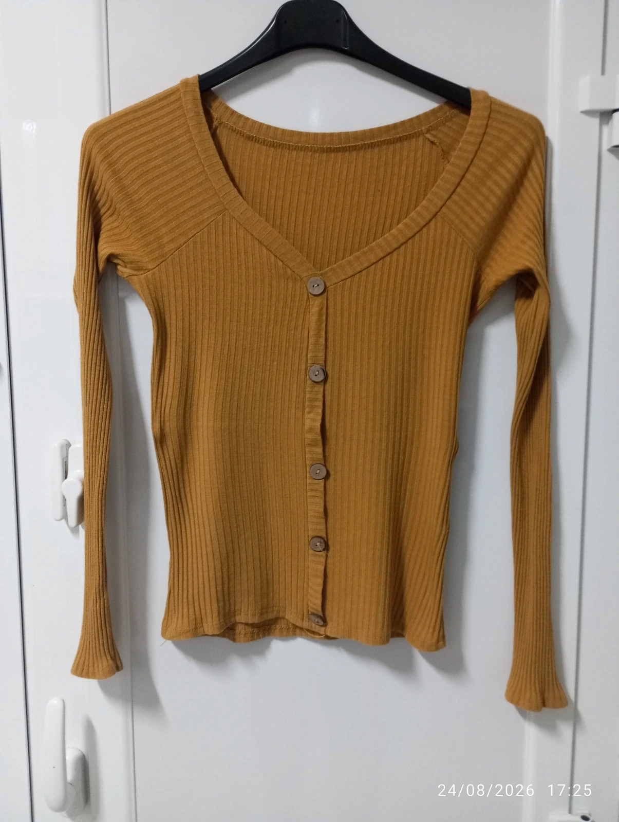 Top / Cárdigan acanalado mostaza - Talla S 💛