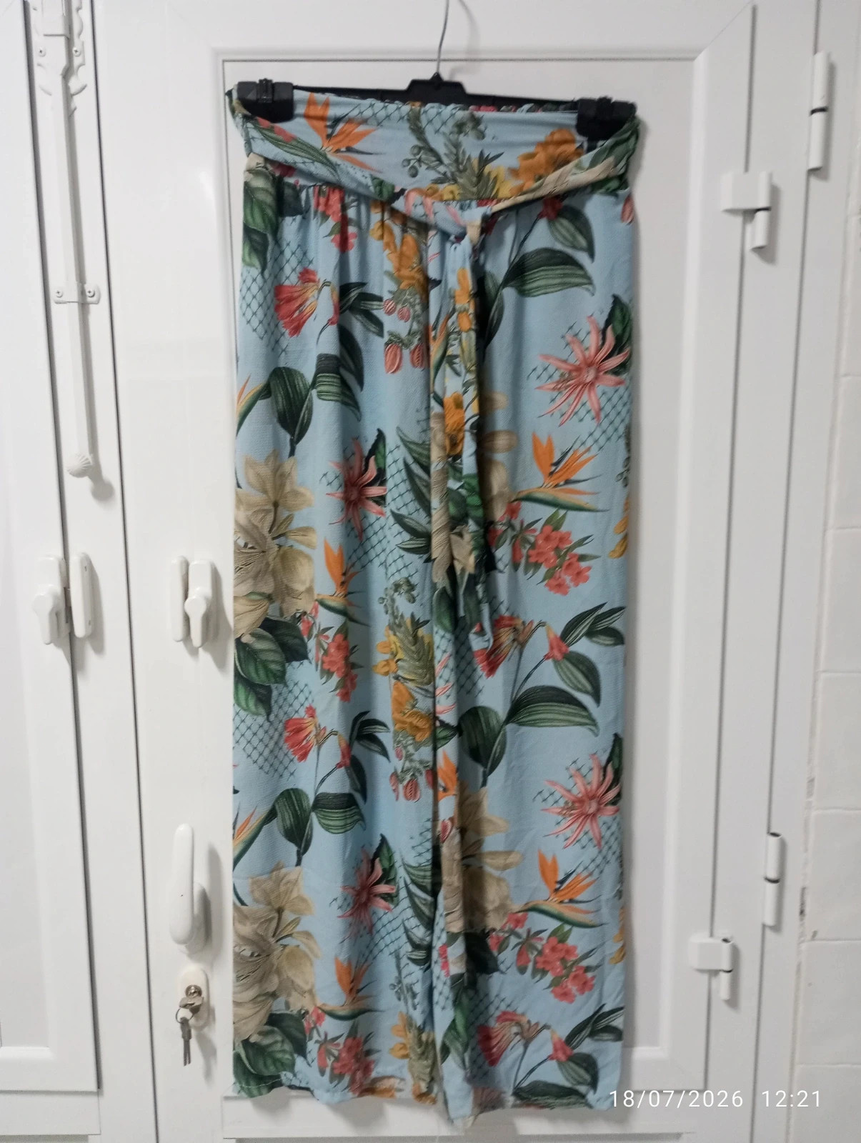Pantalón palazzo tropical azul (Talla L) – Italy Moda – taille L / 40 / 12 2