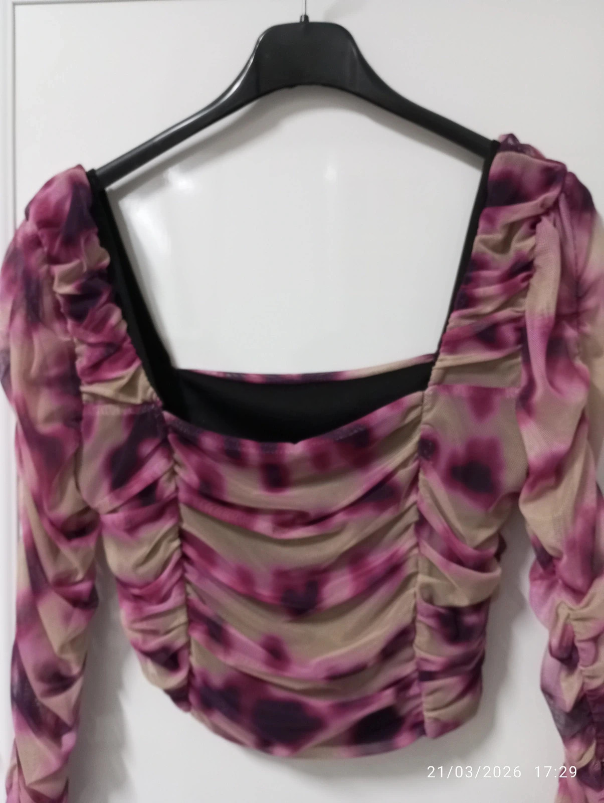 Top Tul Fruncido Mesh 💜 Estilo Coquette/Indie – Local – taille S / 36 / 8