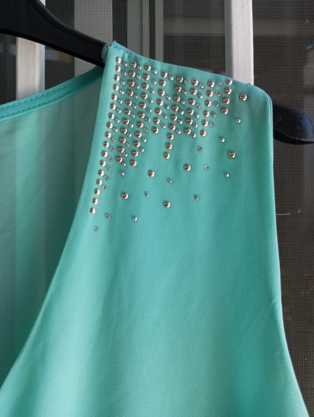 Blusa fluida verde menta con strass – Italy Moda – taille L / 40 / 12 2