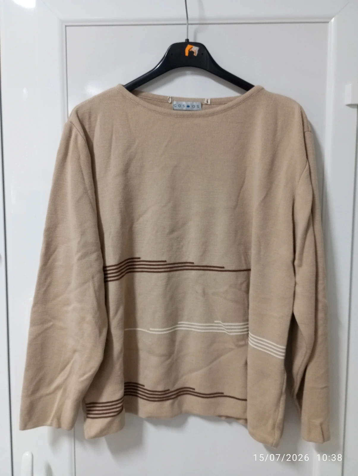 Jersey Cosmos Beige con Detalle de Rayas – Talla L