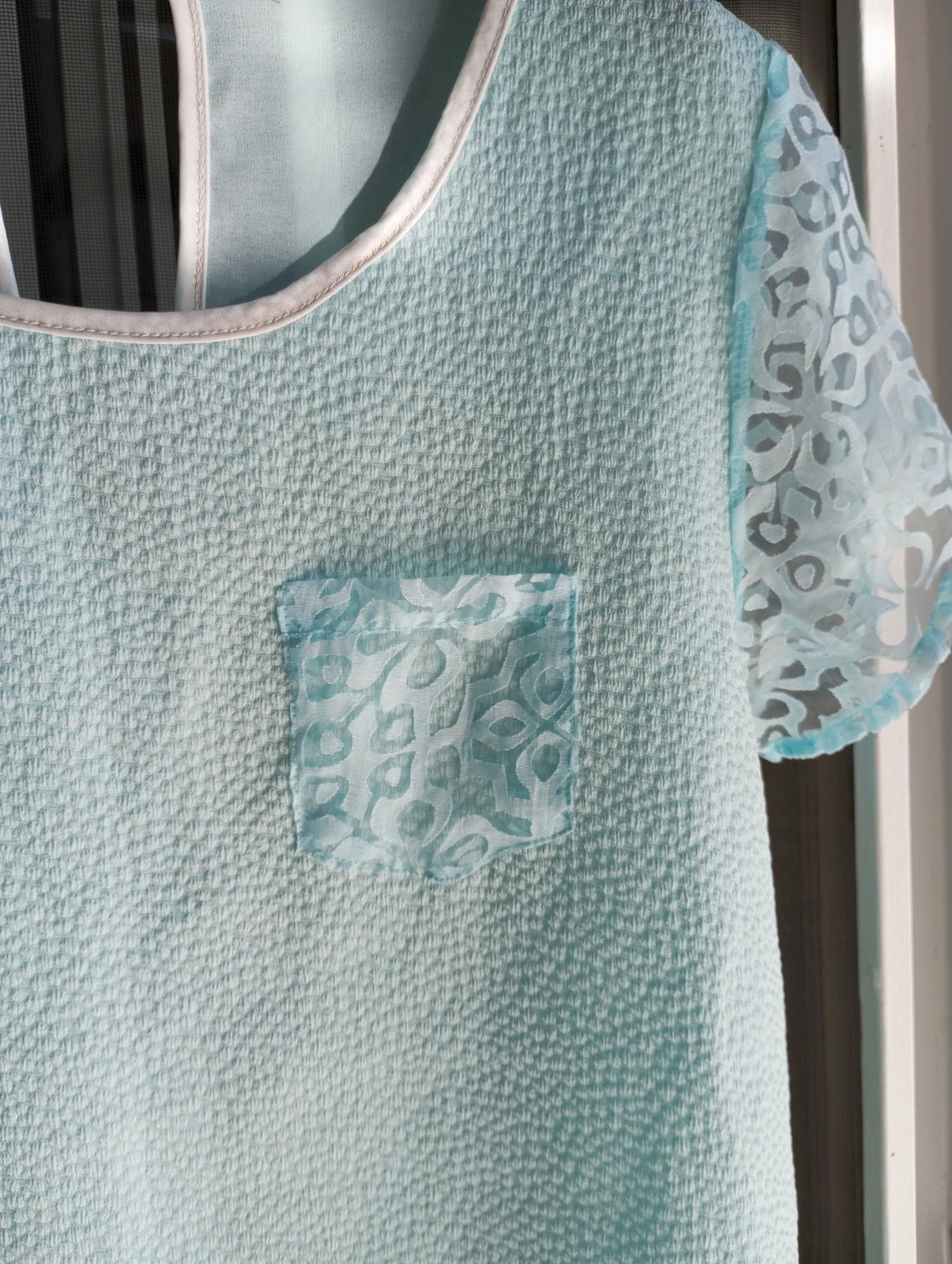Blusa verde agua con encaje • Nueva! Talla L – Italy Moda – taille L / 40 / 12 3