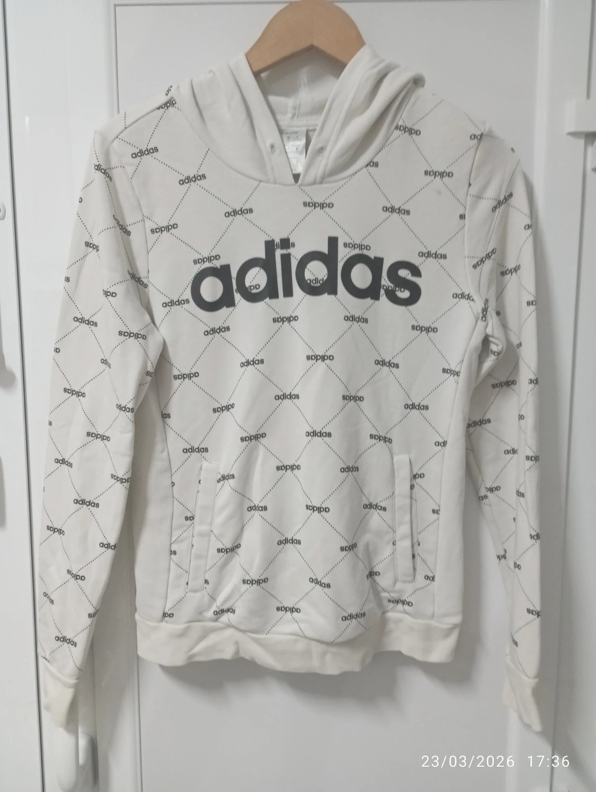 Sudadera Adidas Linear Graphic - Blanca - Talla XS – adidas – taille XS / 34 / 6