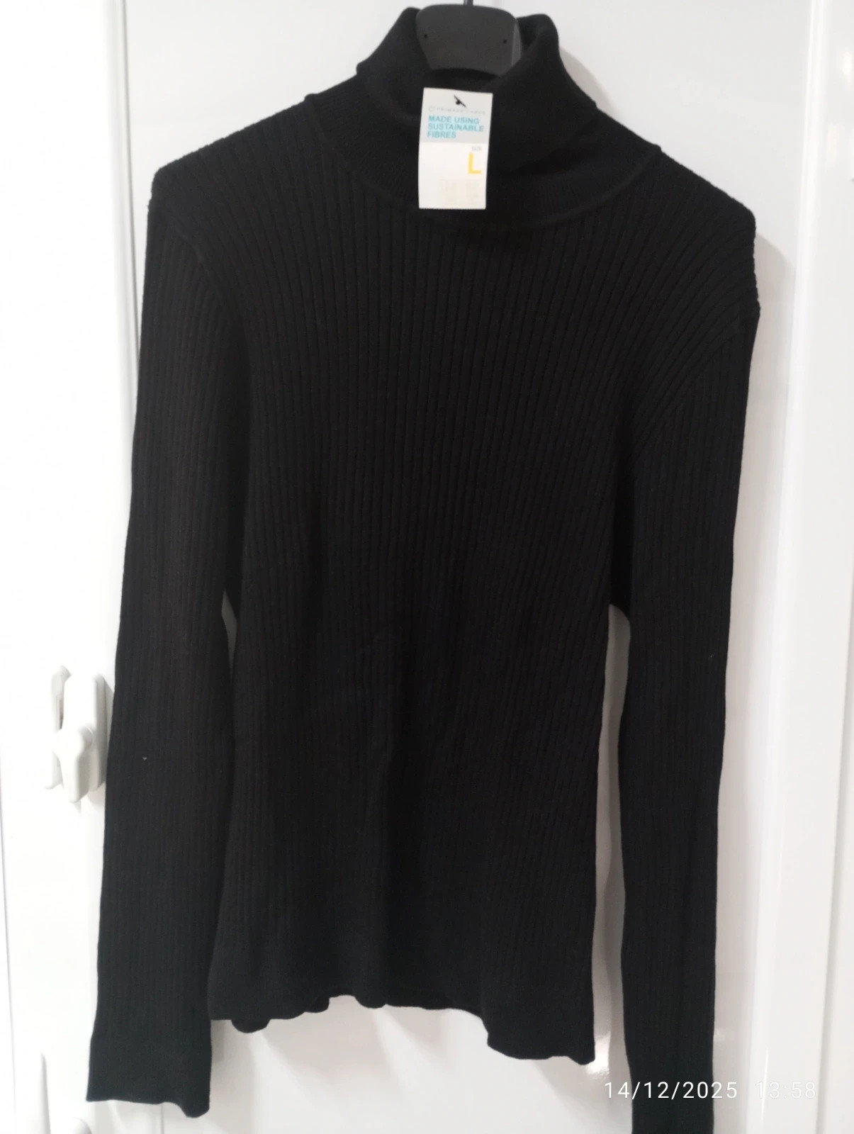 Jersey negro punto canalé – Primark – taille L / 40 / 12