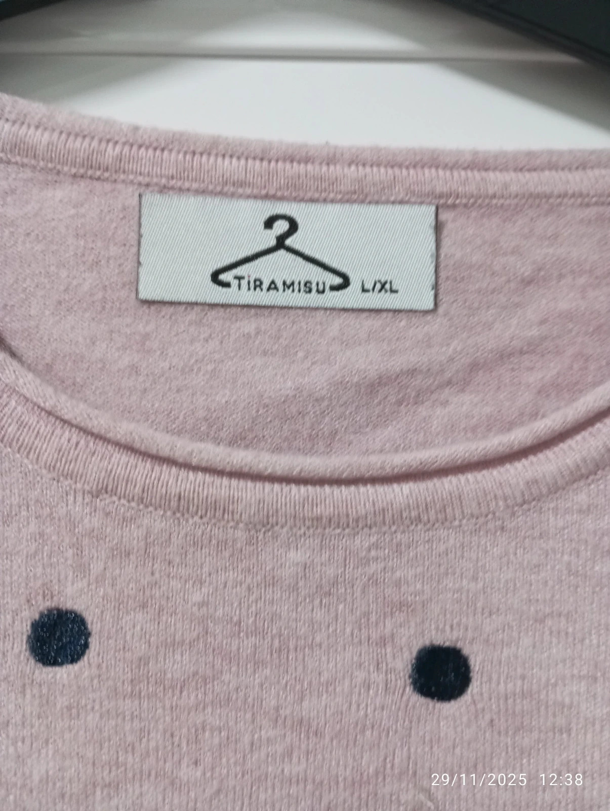 Jersey Tiramisú Rosa Pastel 🎀 Lunares Navy – Tiramisu – taille L / 40 / 12 2