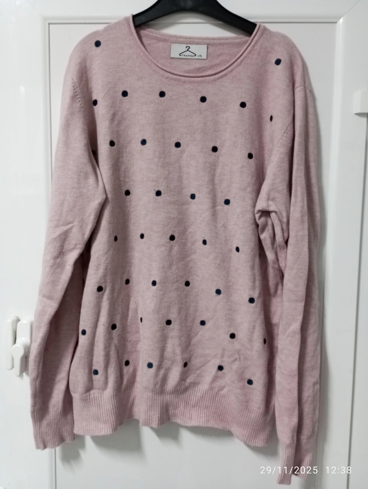 Jersey Tiramisú Rosa Pastel 🎀 Lunares Navy