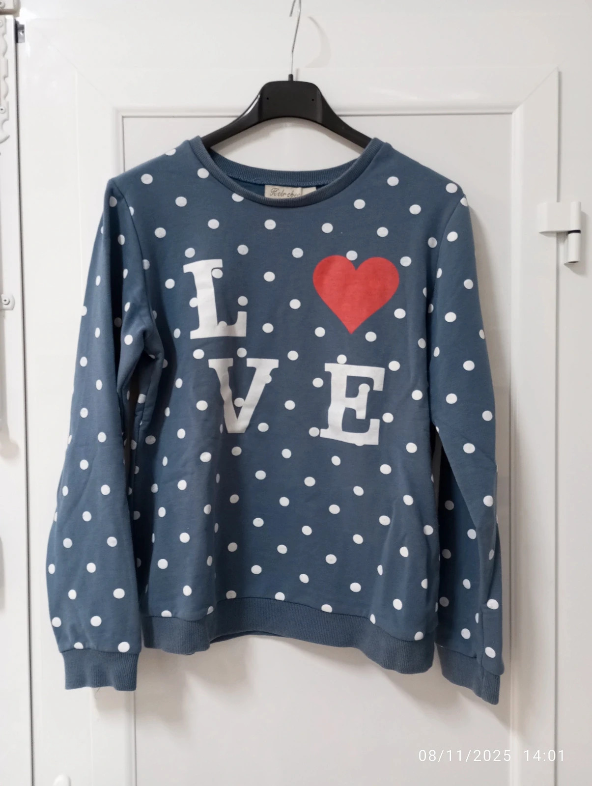 Sudadera Azul Lunares "LOVE" - Kelrebec - Talla M