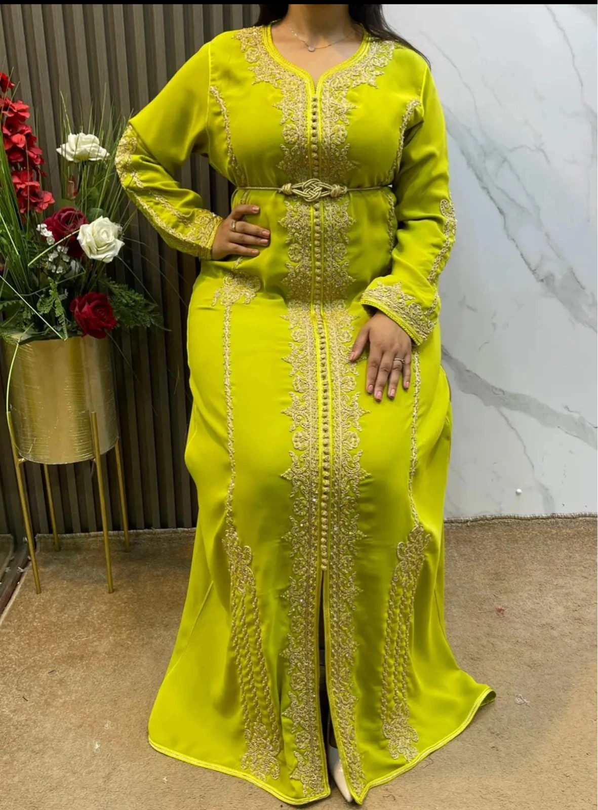 Caftan crêpe de soie original avec ceinture prix fixe – caftan – taille S / 36 / 8 2