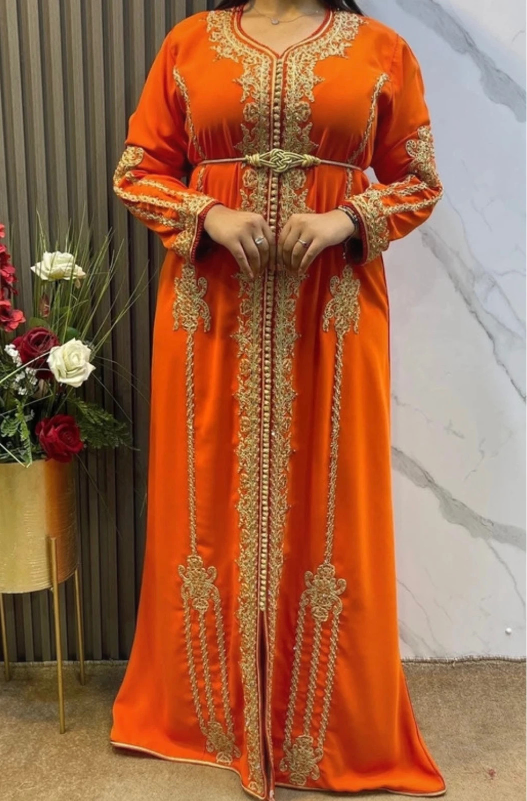 Caftan crêpe de soie original avec ceinture prix fixe – caftan – taille XL / 42 / 14 3