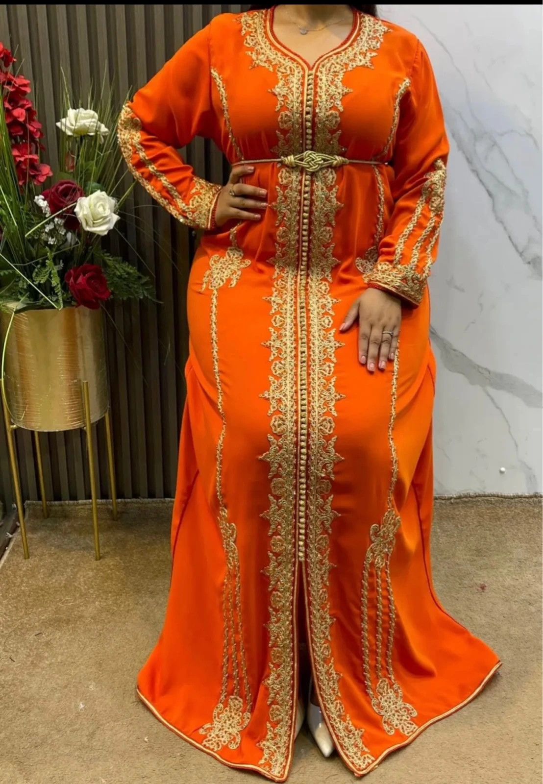 Caftan crêpe de soie original avec ceinture prix fixe – caftan – taille XL / 42 / 14 2