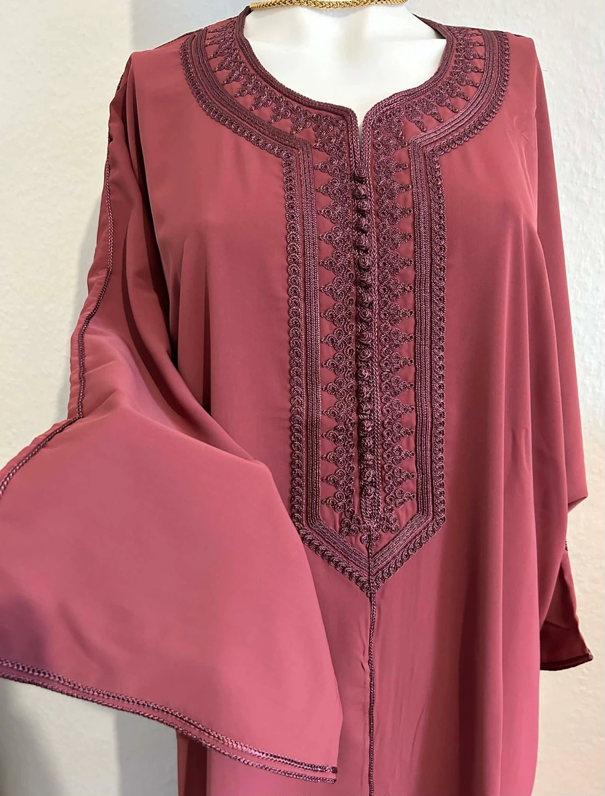 Gandora crêpe roz tendencia – caftan – taille L / 40 / 12 2