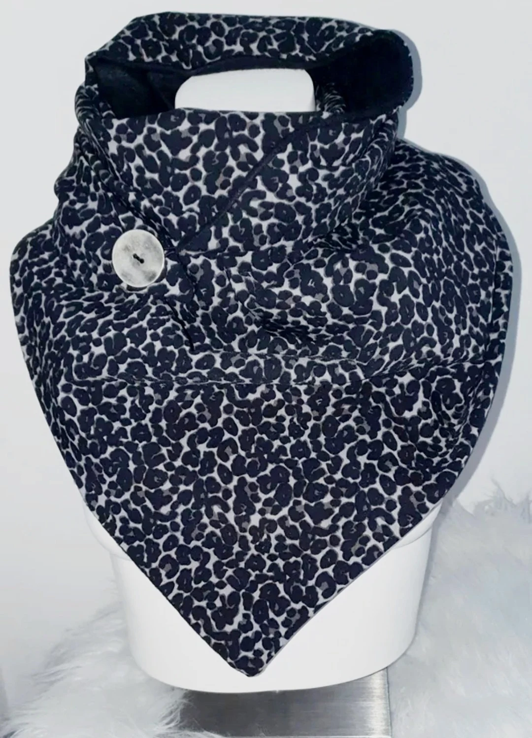 Snood léopard polaire noir intérieur tout doux très chaud modèle unique