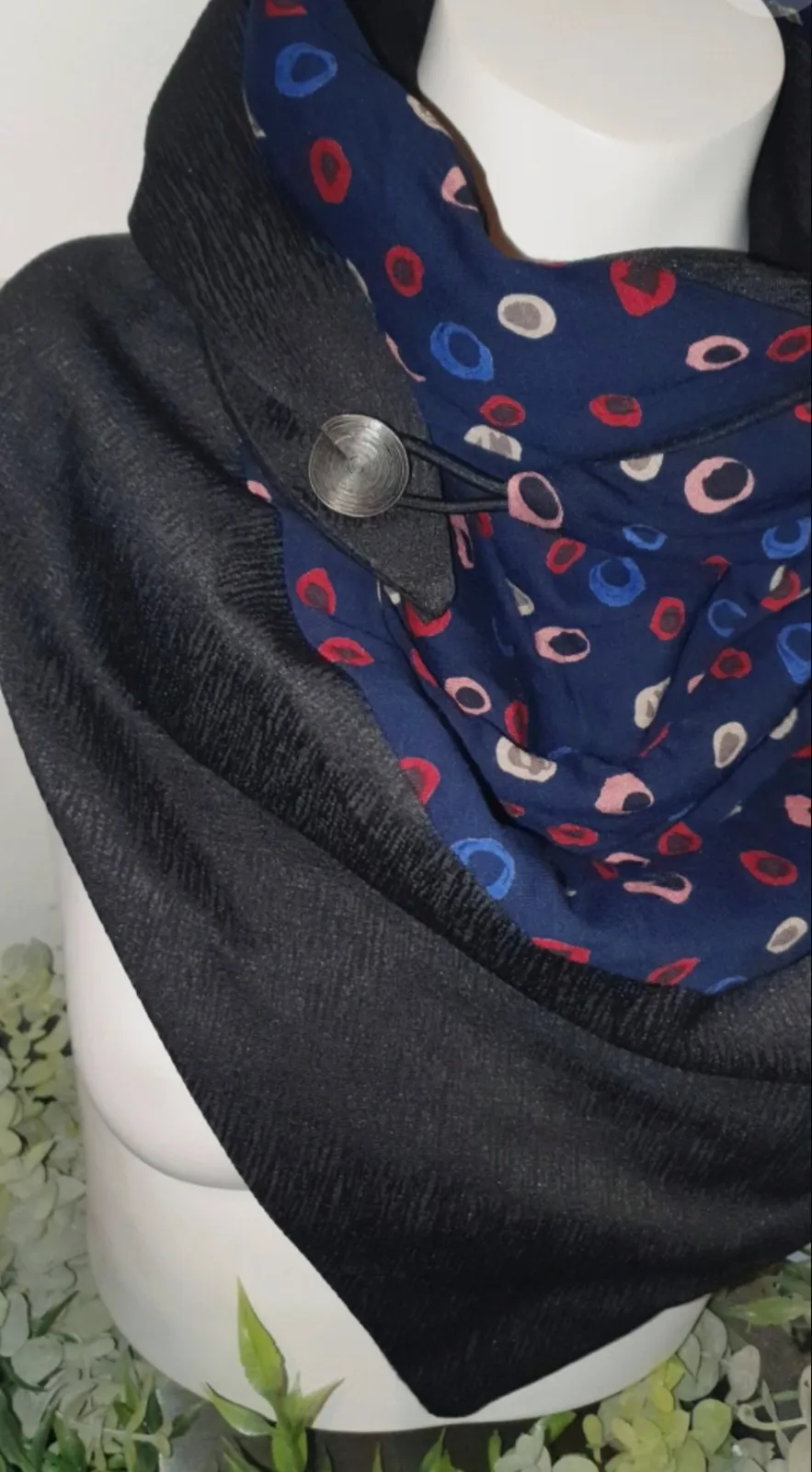 Snood polaire noir intérieur tout doux très chaud modèle unique fait main  – Sans marque – taille Taille unique 4
