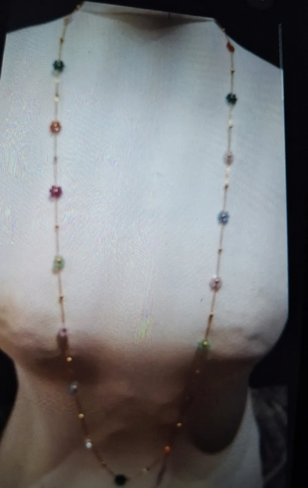 Long sautoir chaine fleurs