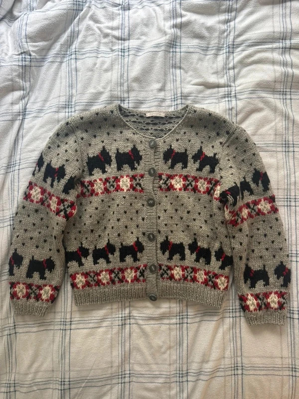 Cardigan vintage fait main taille XS-S-M 34 - 36 - 38 motif scottish – Fait Main – taille S / 36 / 8 2