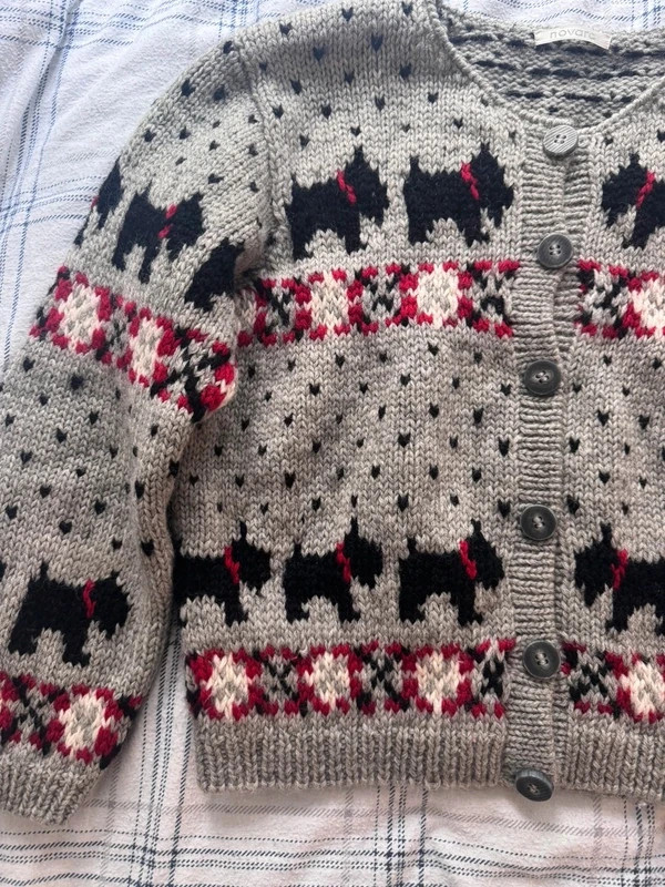 Cardigan vintage fait main taille XS-S-M 34 - 36 - 38 motif scottish – Fait Main – taille S / 36 / 8 3