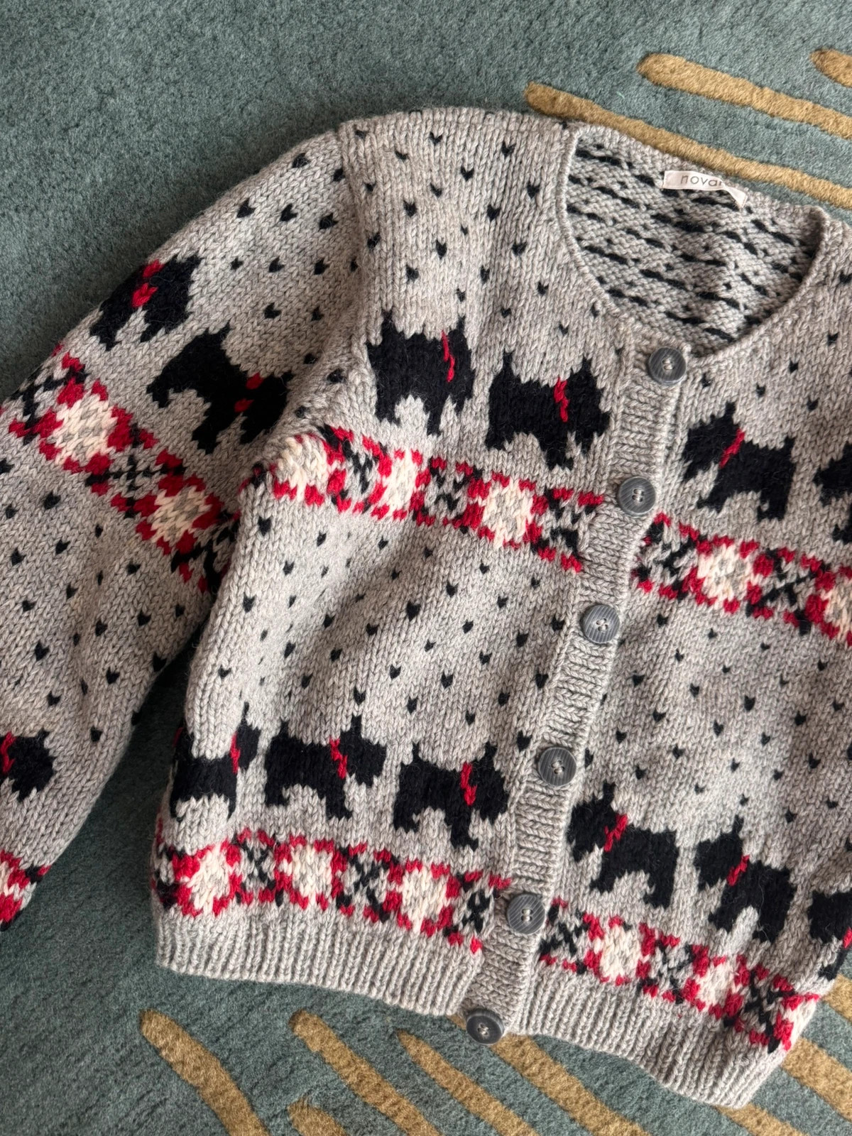 Cardigan vintage fait main taille XS-S-M 34 - 36 - 38 motif scottish