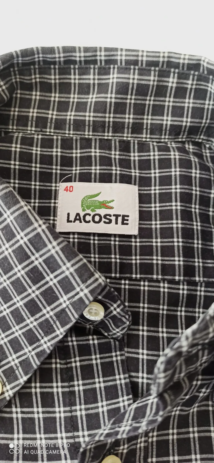 Chemise homme Lacoste à carreaux noir et blanc — Taille 40 (M/L) – Lacoste – taille M 6