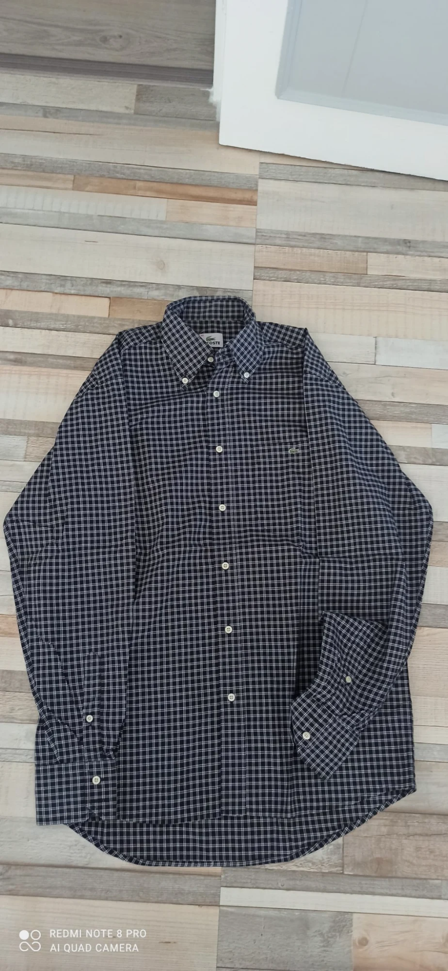 Chemise homme Lacoste à carreaux noir et blanc — Taille 40 (M/L)