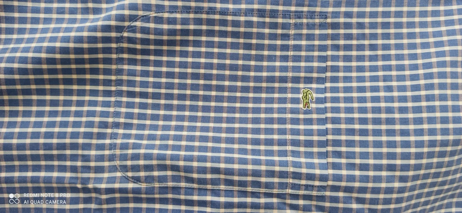 Chemise homme Lacoste manches courtes à carreaux bleus — Taille 40 (M) – Lacoste – taille M 6