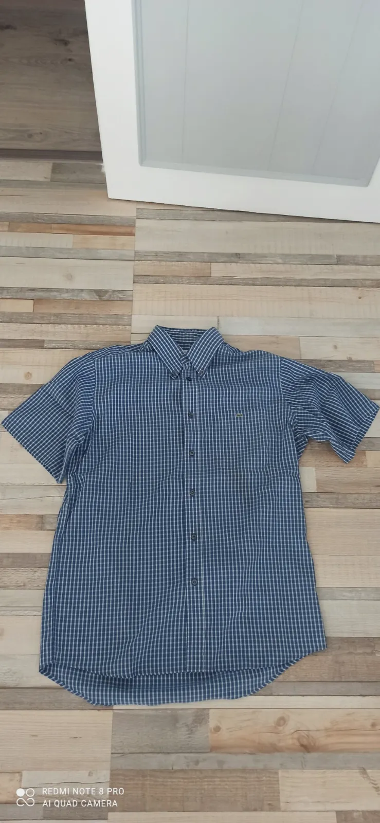 Chemise homme Lacoste manches courtes à carreaux bleus — Taille 40 (M) – Lacoste – taille M 2