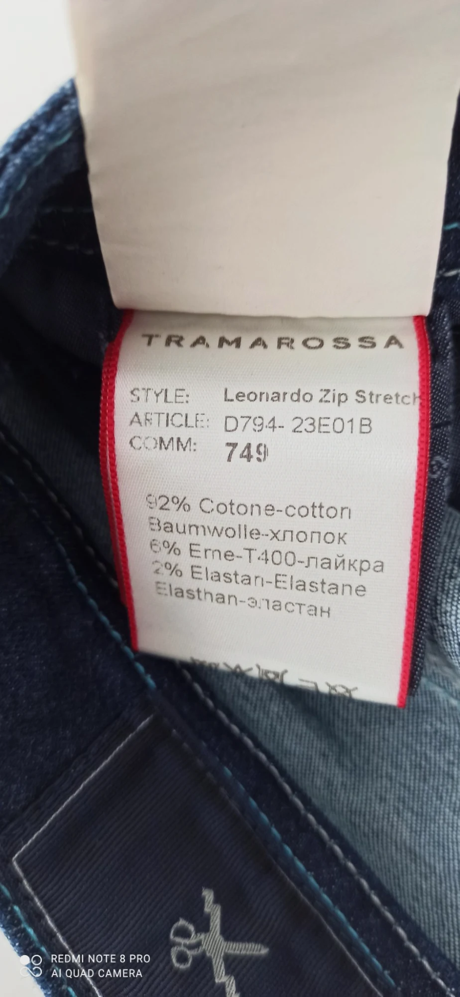 Jean Sartorial Tramarossa – Modèle Leonardo Zip Stretch (Taille 32 / US 32) – Tramarossa – taille 42 2