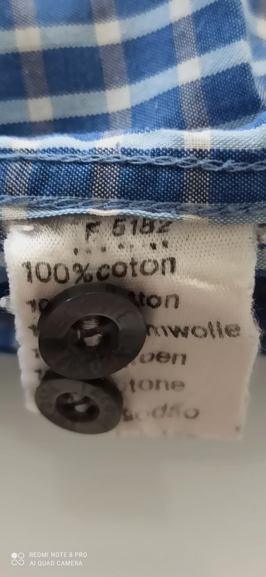 Chemise homme Lacoste manches courtes à carreaux bleus — Taille 40 (M)