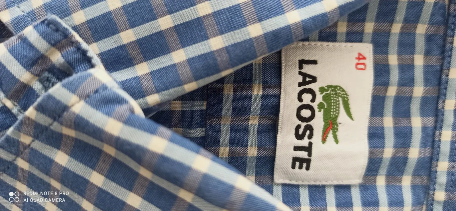 Chemise homme Lacoste manches courtes à carreaux bleus — Taille 40 (M) – Lacoste – taille M 5