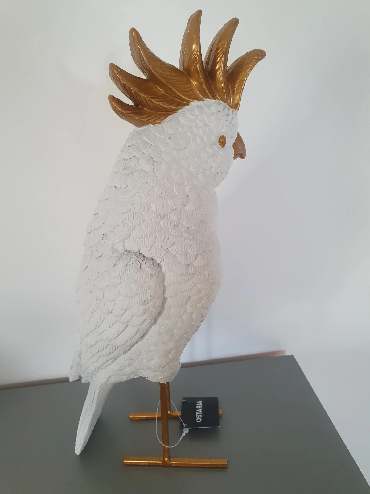 Joli oiseau décoratif blanc et doré – Ostaria 3