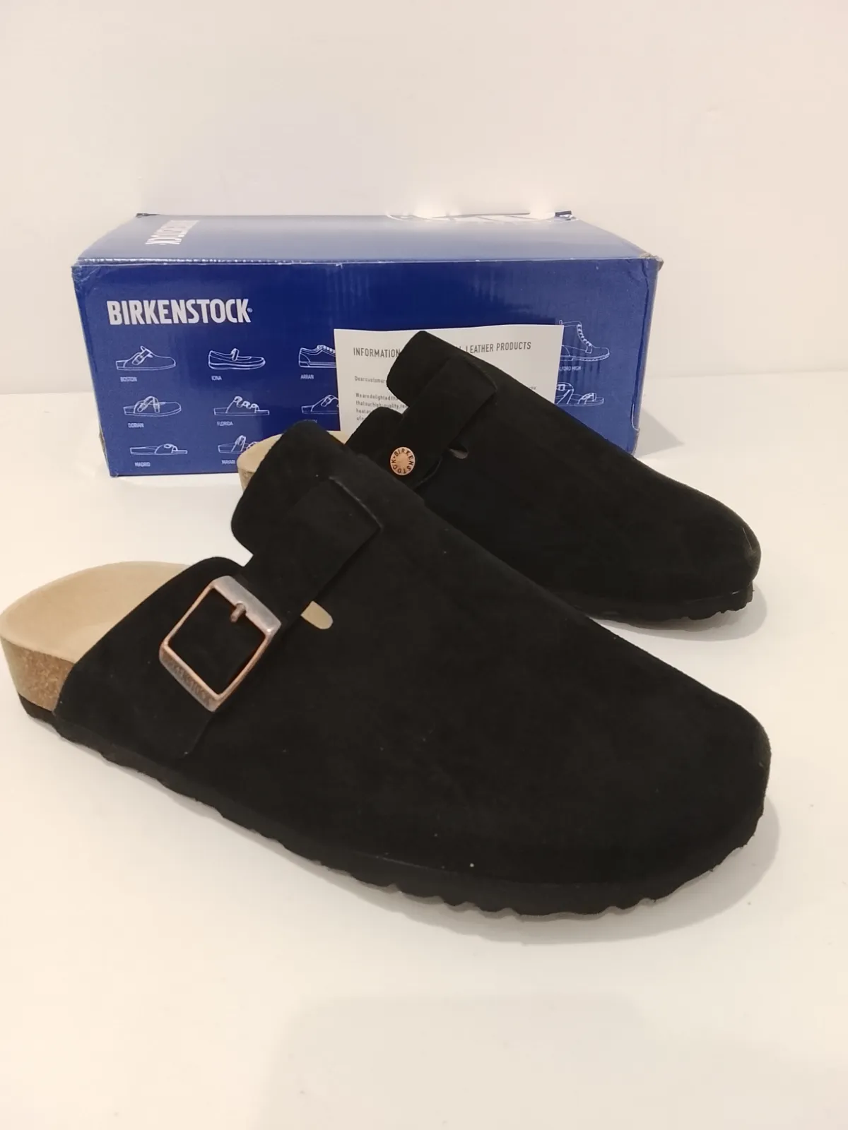 Birkenstock Boston Black Suede Clogs 2