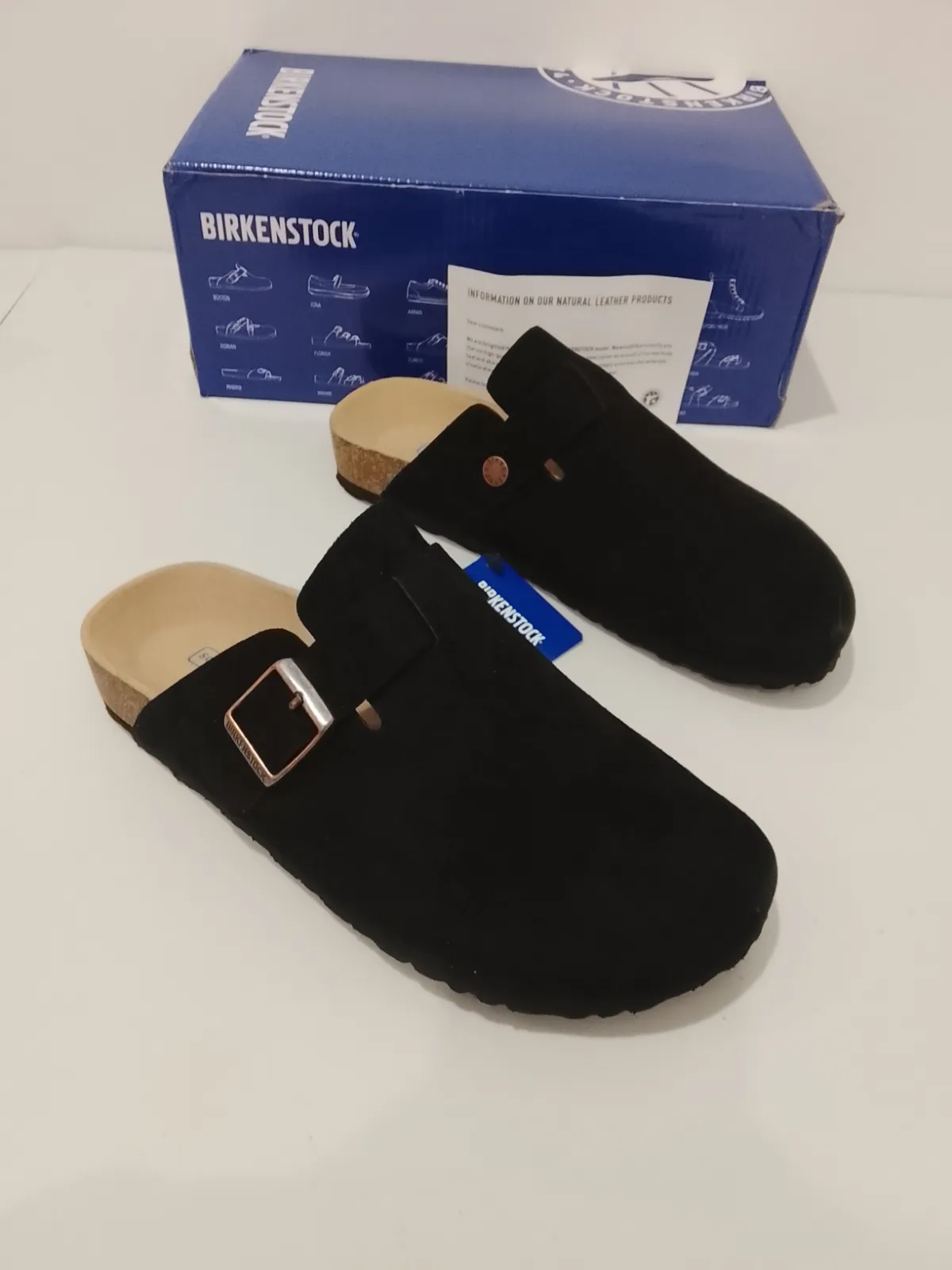 Birkenstock Boston Black Suede Clogs