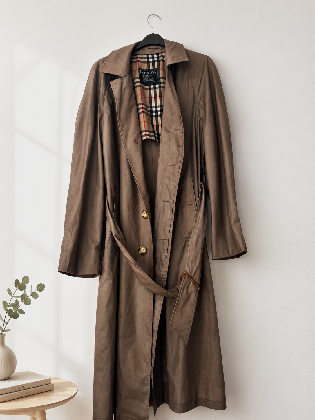 Trench vintage Burberrys largo marrón