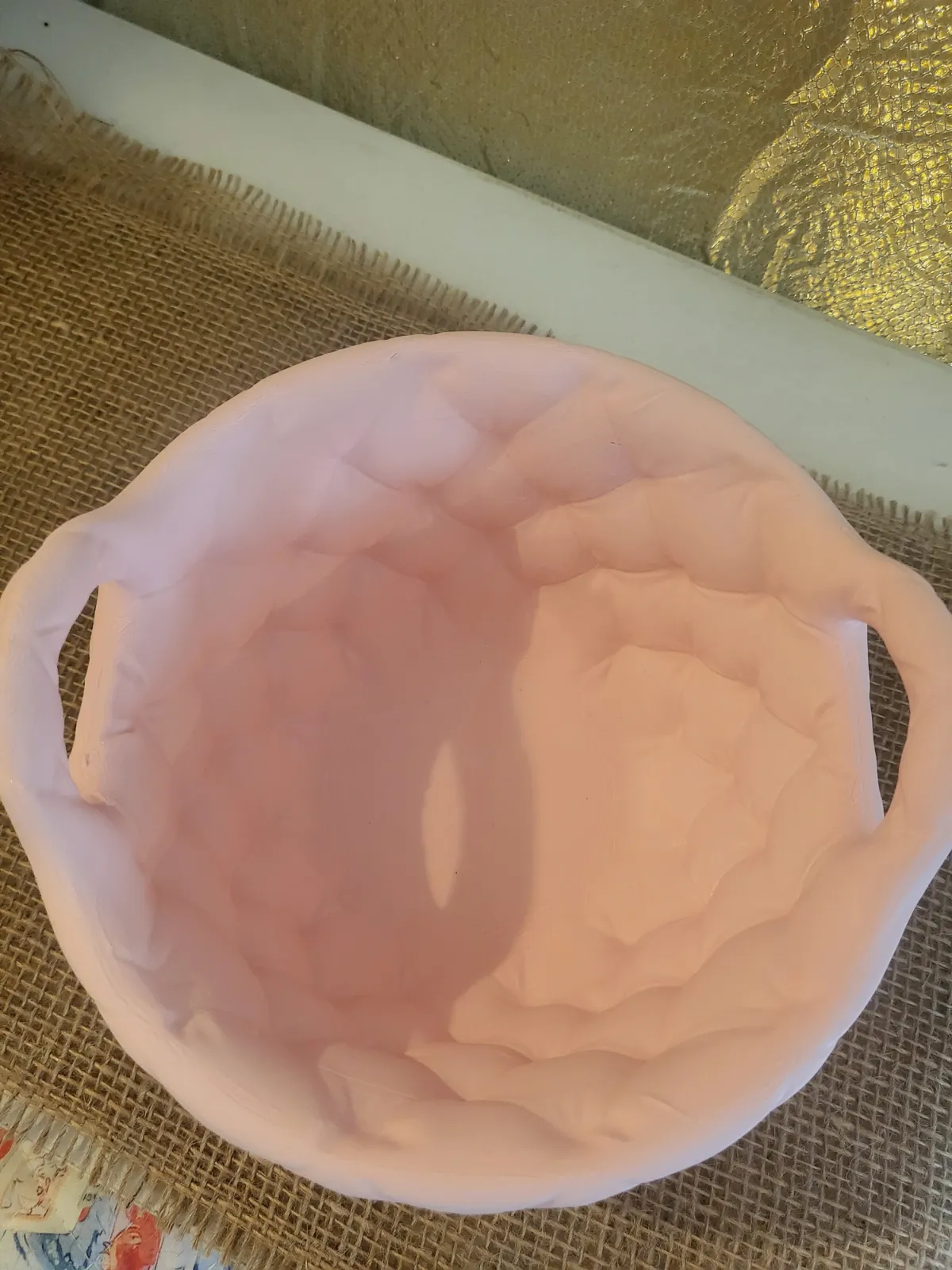 Corbeille / Vide-poche design matelassé rose poudré – Fait main – Sans marque 4