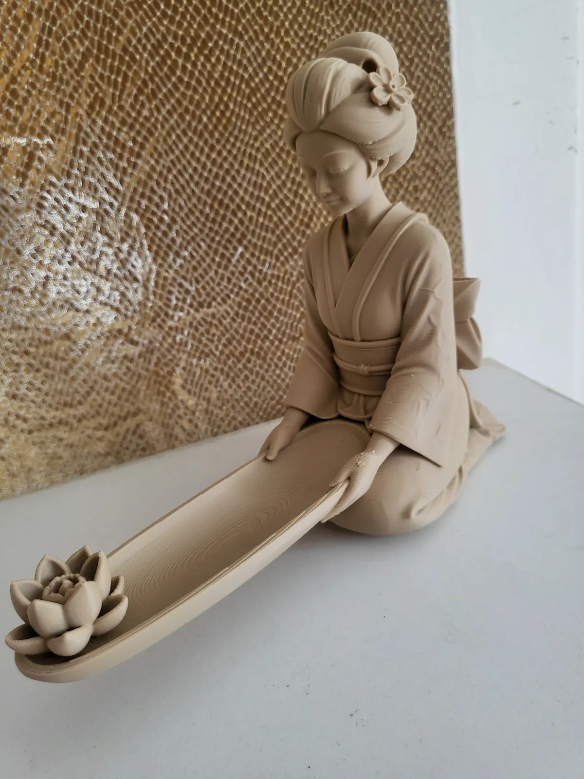 Porte-encens Geisha & Fleur de Lotus – Statue Décorative Style Japonais / Zen – Sans marque 5